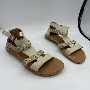 BOC Born Shoes Womens Size 8 M Brown Tan Woven Strap Zip Gladiator Sandals